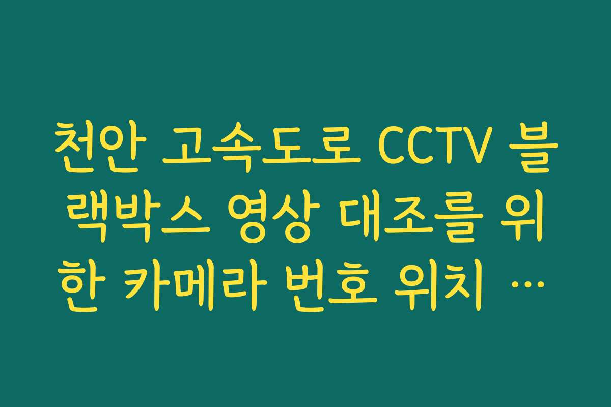 천안 고속도로 CCTV 블랙박스 영상 대조를 위한 카메라 번호 위치 찾기 천안 고속도로 CCTV 블랙박스 영상 대조를 위한 카메라 번호 위치 찾기