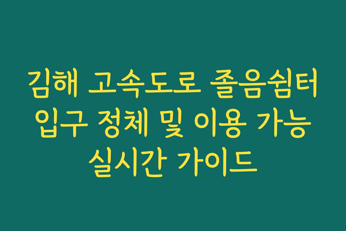 김해 고속도로 졸음쉼터 입구 정체 및 이용 가능 실시간 가이드 김해 고속도로 졸음쉼터 입구 정체 및 이용 가능 실시간 가이드