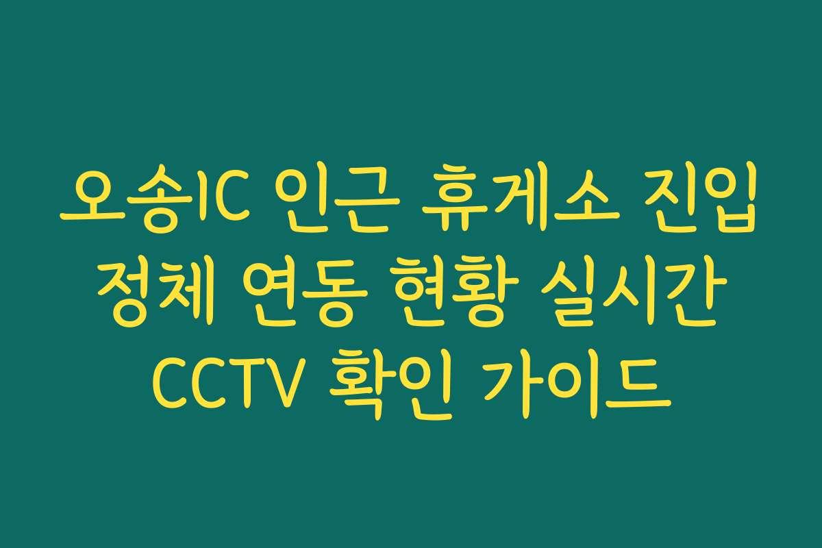 오송IC 인근 휴게소 진입 정체 연동 현황 실시간 CCTV 확인 가이드 오송IC 인근 휴게소 진입 정체 연동 현황 실시간 CCTV 확인 가이드