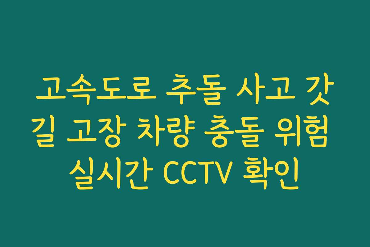 고속도로 추돌 사고 갓길 고장 차량 충돌 위험 실시간 CCTV 확인 고속도로 추돌 사고 갓길 고장 차량 충돌 위험 실시간 CCTV 확인
