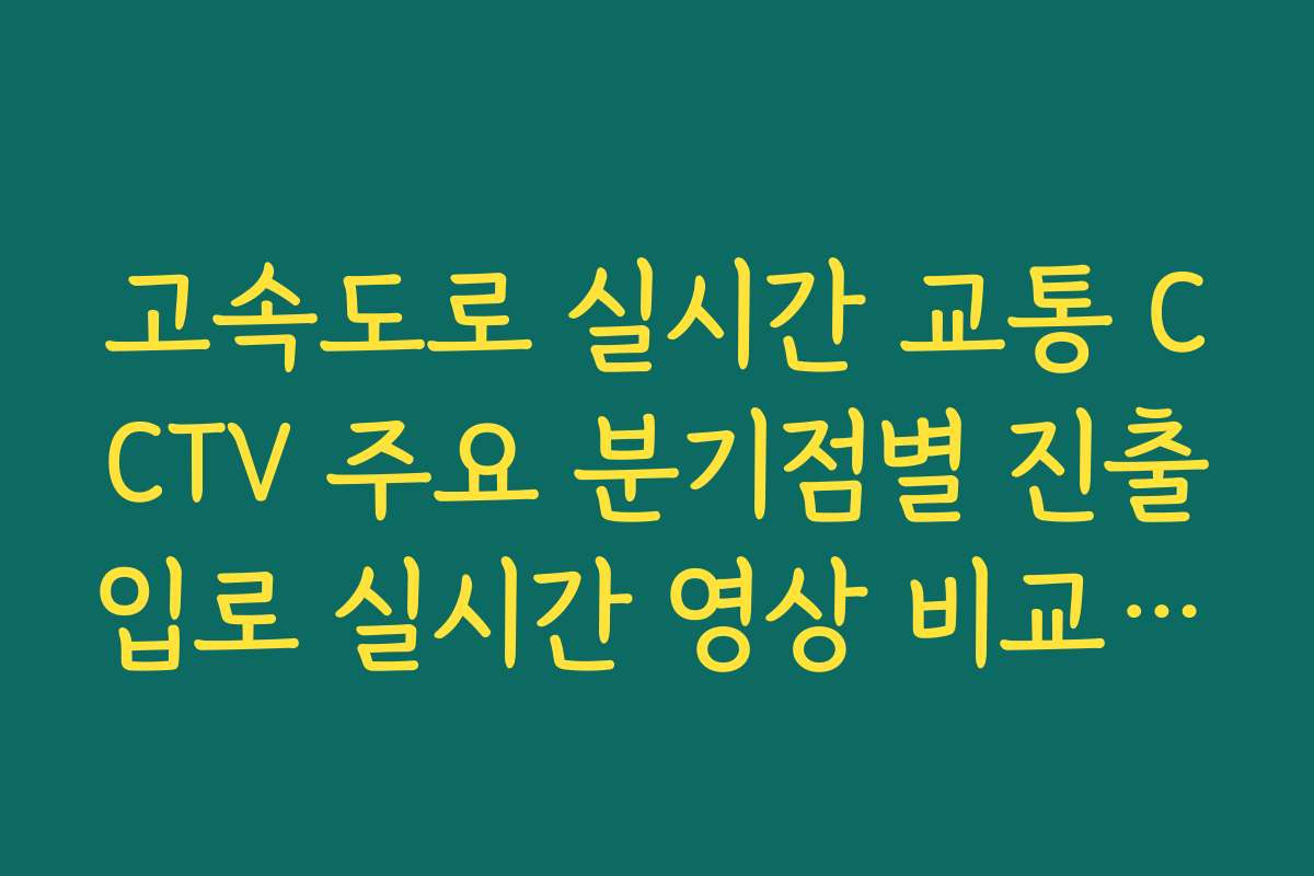 고속도로 실시간 교통 CCTV 주요 분기점별 진출입로 실시간 영상 비교 방법 고속도로 실시간 교통 CCTV 주요 분기점별 진출입로 실시간 영상 비교 방법