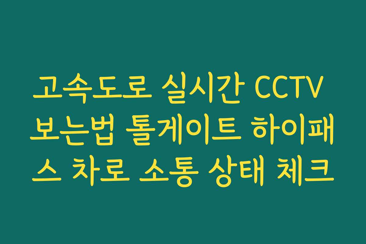 고속도로 실시간 CCTV 보는법 톨게이트 하이패스 차로 소통 상태 체크 고속도로 실시간 CCTV 보는법 톨게이트 하이패스 차로 소통 상태 체크