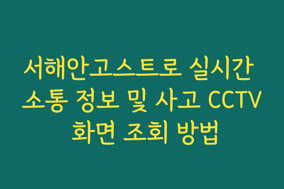 서해안고스트로 실시간 소통 정보 및 사고 CCTV 화면 조회 방법