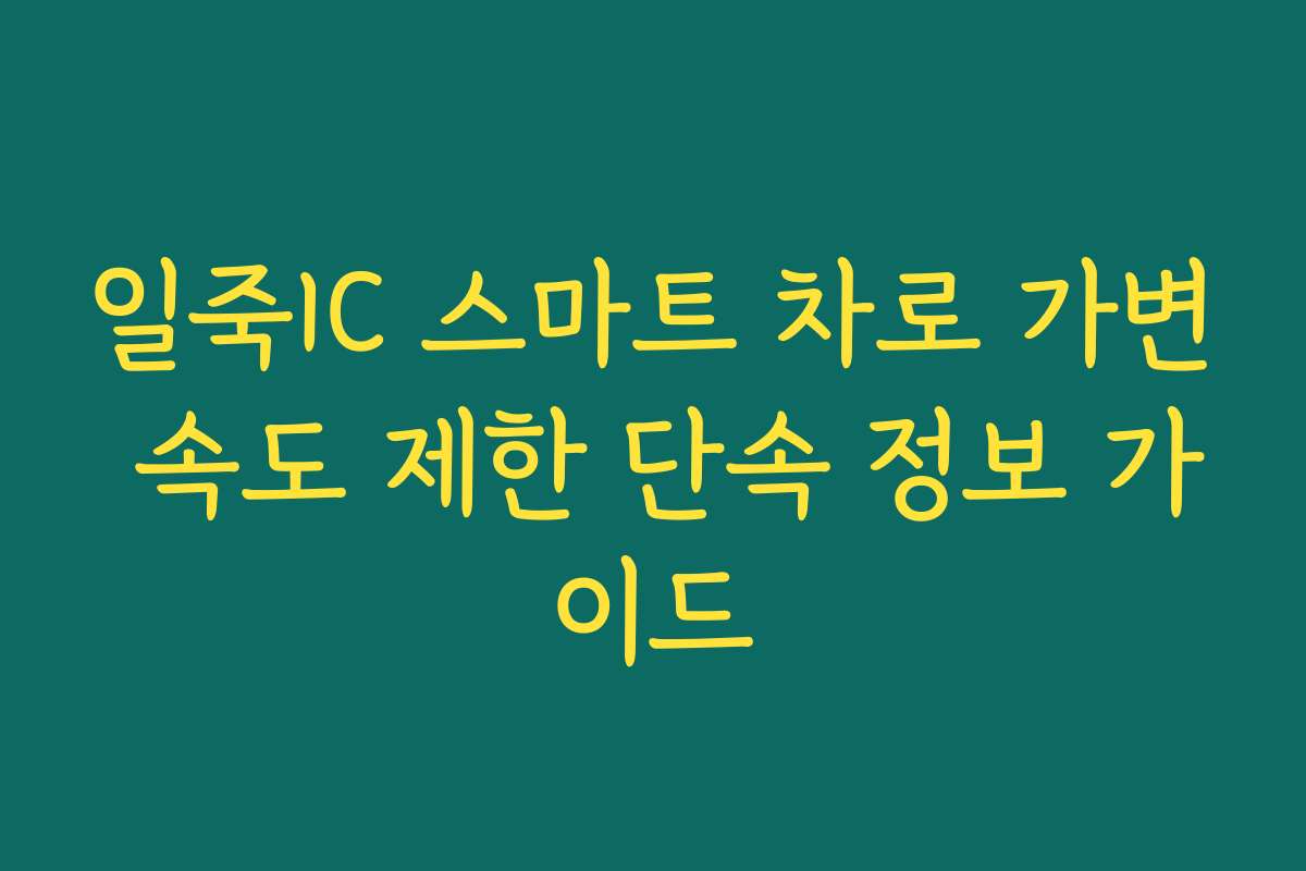 일죽IC 스마트 차로 가변 속도 제한 단속 정보 가이드