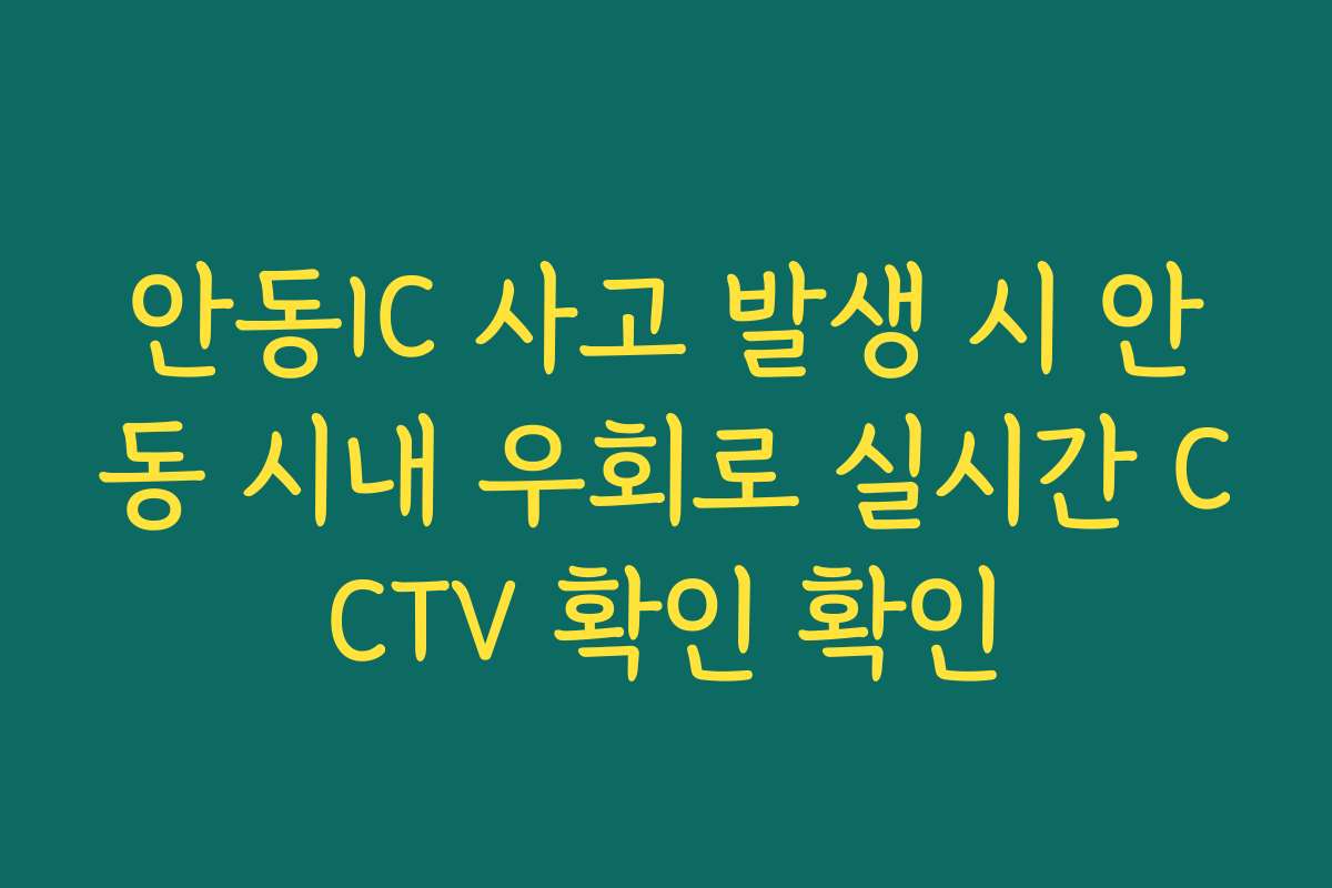 안동IC 사고 발생 시 안동 시내 우회로 실시간 CCTV 확인 확인