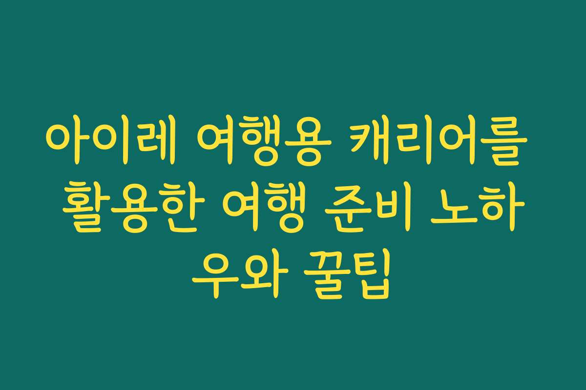 아이레 여행용 캐리어를 활용한 여행 준비 노하우와 꿀팁