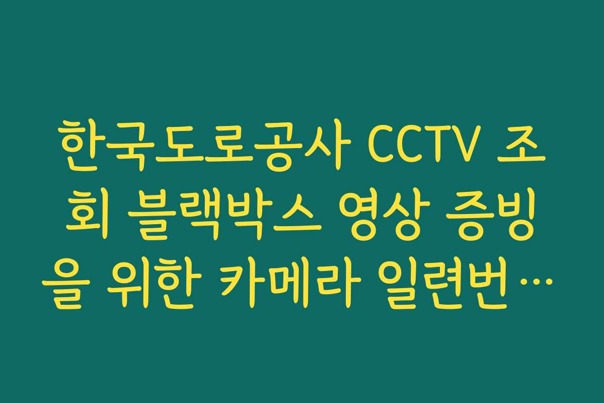 한국도로공사 CCTV 조회 블랙박스 영상 증빙을 위한 카메라 일련번호 위치 확인