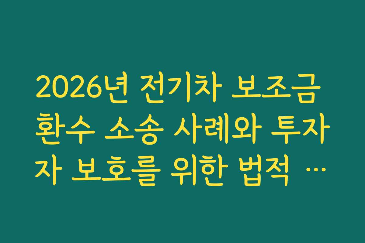 2026년 전기차 보조금 환수 소송 사례와 투자자 보호를 위한 법적 대응