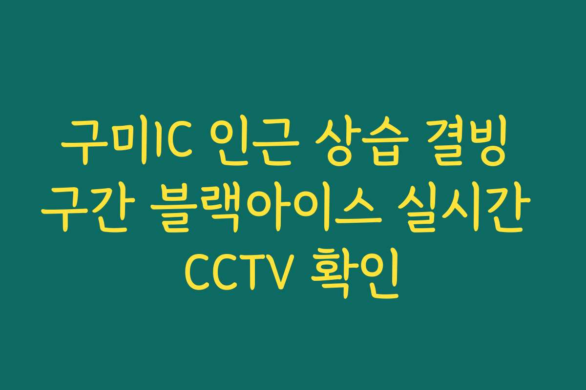 구미IC 인근 상습 결빙 구간 블랙아이스 실시간 CCTV 확인