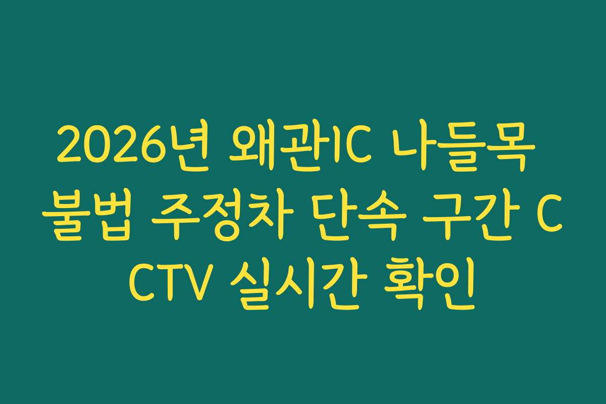 2026년 왜관IC 나들목 불법 주정차 단속 구간 CCTV 실시간 확인