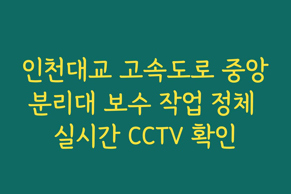 인천대교 고속도로 중앙분리대 보수 작업 정체 실시간 CCTV 확인 인천대교 고속도로 중앙분리대 보수 작업 정체 실시간 CCTV 확인