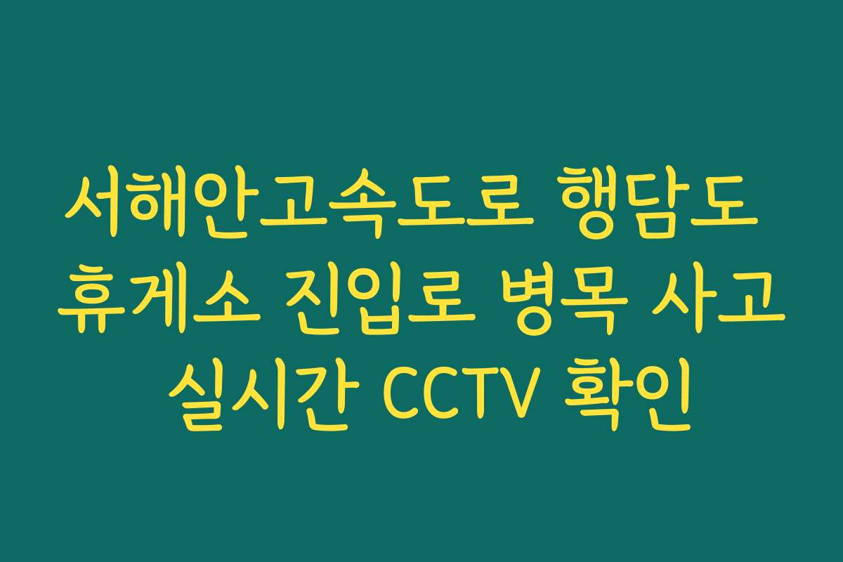 서해안고속도로 행담도 휴게소 진입로 병목 사고 실시간 CCTV 확인