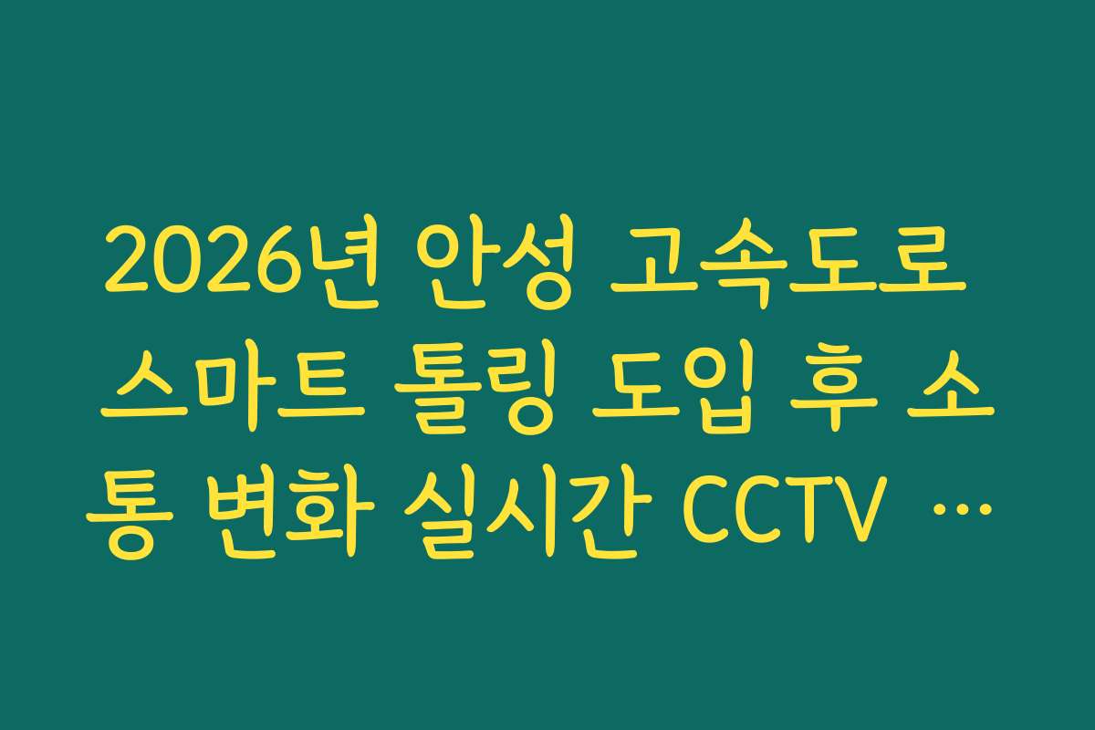 2026년 안성 고속도로 스마트 톨링 도입 후 소통 변화 실시간 CCTV 확인