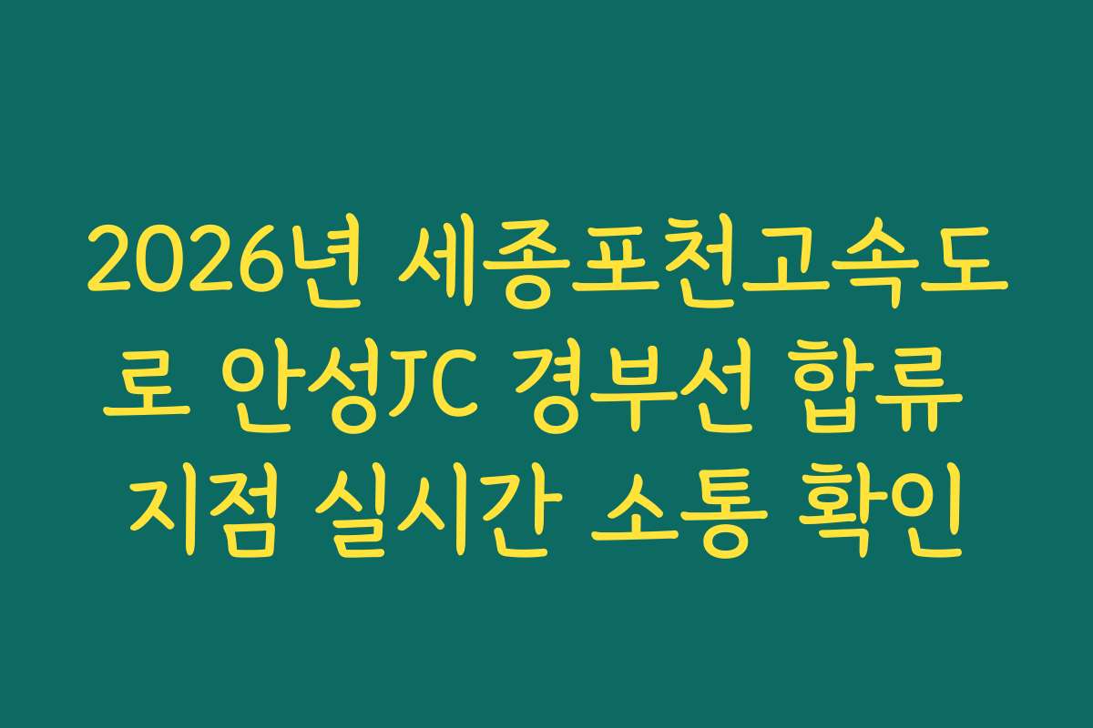 2026년 세종포천고속도로 안성JC 경부선 합류 지점 실시간 소통 확인