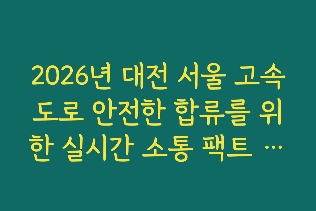2026년 대전 서울 고속도로 안전한 합류를 위한 실시간 소통 팩트 체크 2026년 대전 서울 고속도로 안전한 합류를 위한 실시간 소통 팩트 체크