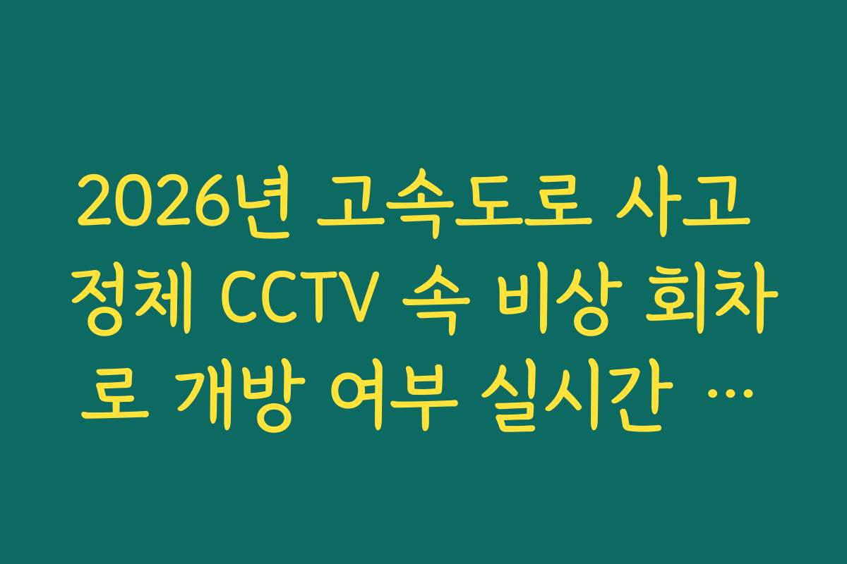 2026년 고속도로 사고 정체 CCTV 속 비상 회차로 개방 여부 실시간 확인