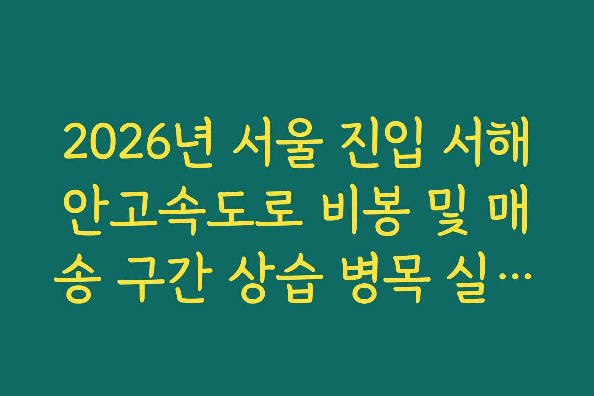 2026년 서울 진입 서해안고속도로 비봉 및 매송 구간 상습 병목 실시간 확인