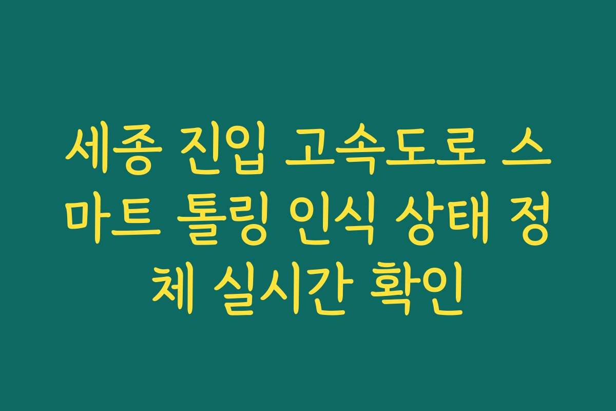 세종 진입 고속도로 스마트 톨링 인식 상태 정체 실시간 확인