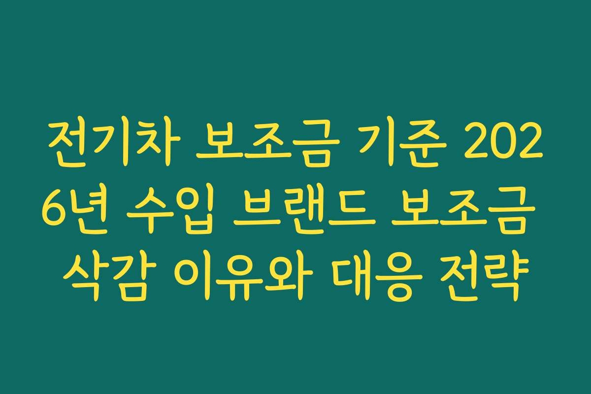 전기차 보조금 기준 2026년 수입 브랜드 보조금 삭감 이유와 대응 전략