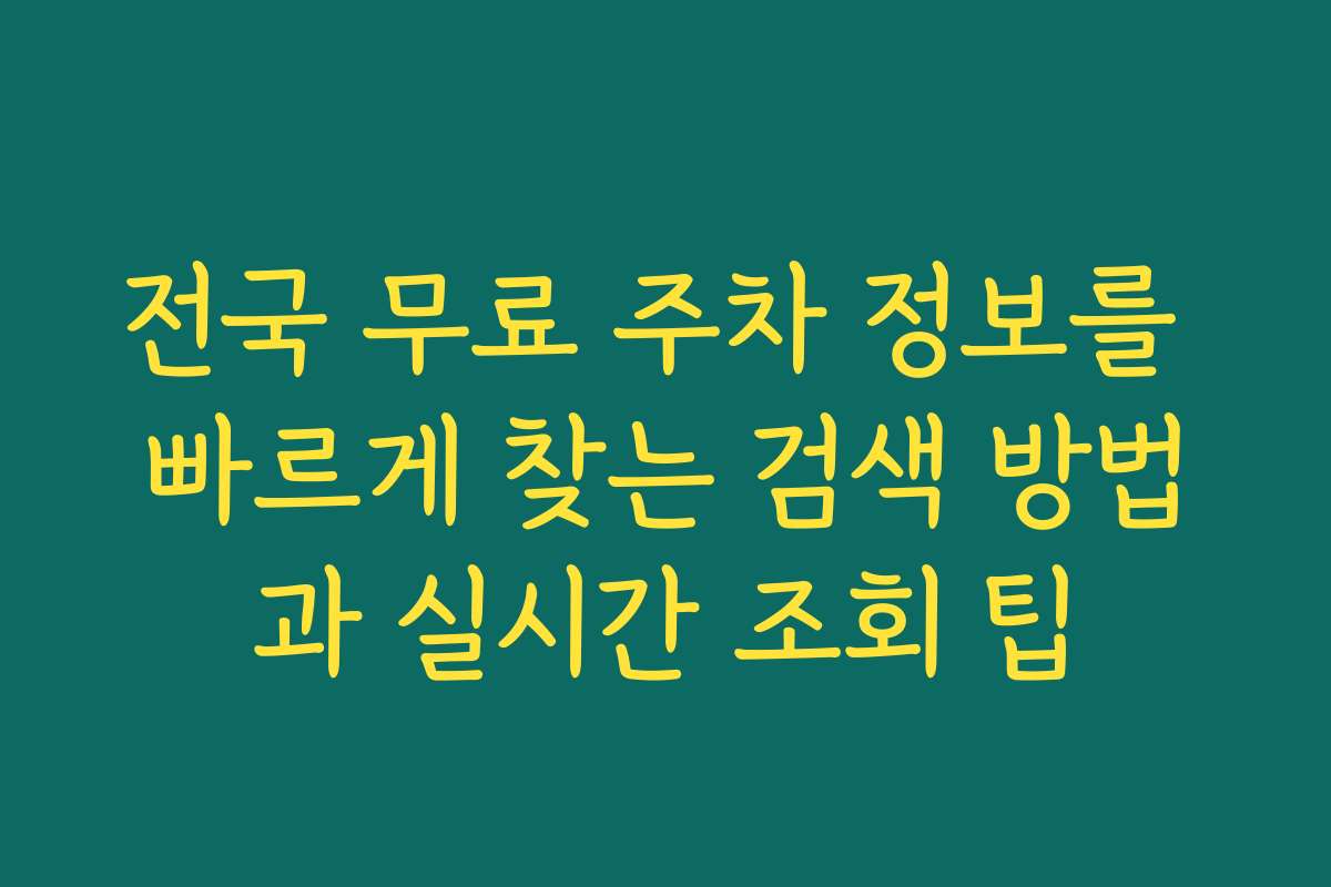 전국 무료 주차 정보를 빠르게 찾는 검색 방법과 실시간 조회 팁