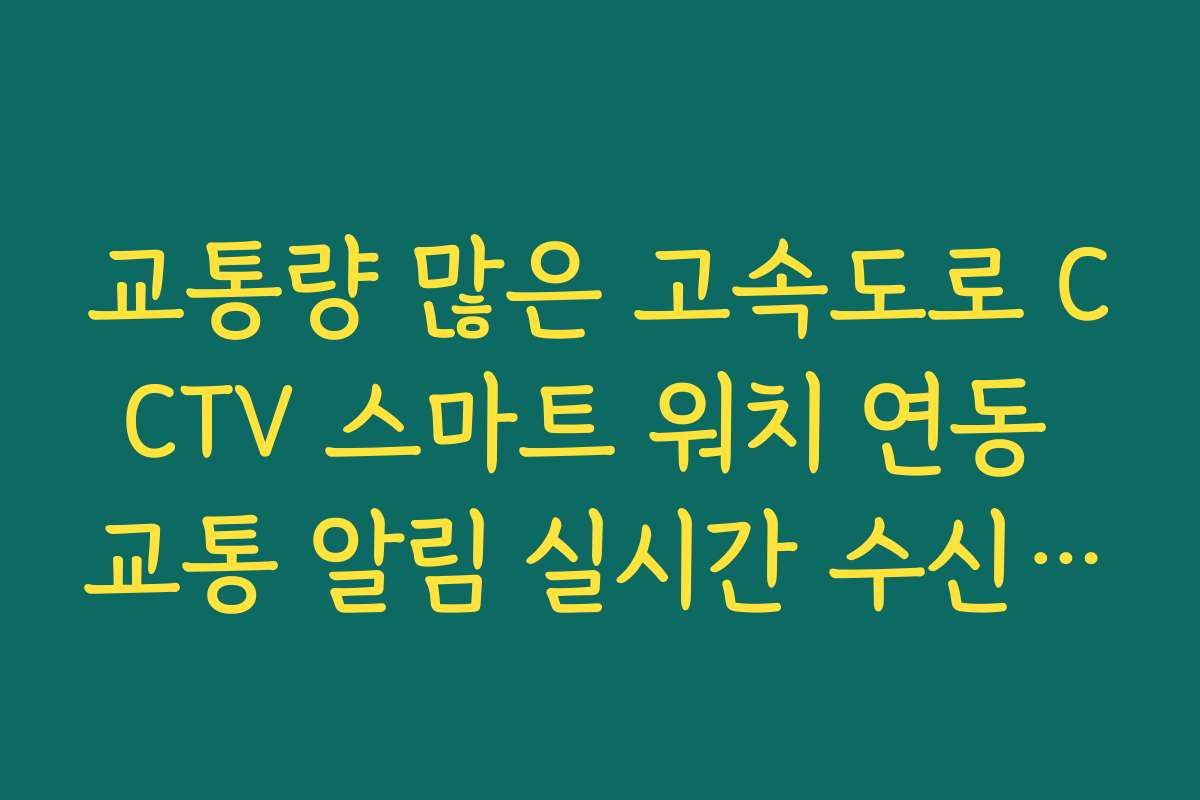 교통량 많은 고속도로 CCTV 스마트 워치 연동 교통 알림 실시간 수신 설정 교통량 많은 고속도로 CCTV 스마트 워치 연동 교통 알림 실시간 수신 설정