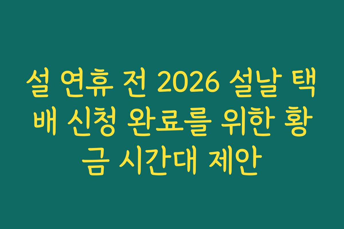 설 연휴 전 2026 설날 택배 신청 완료를 위한 황금 시간대 제안