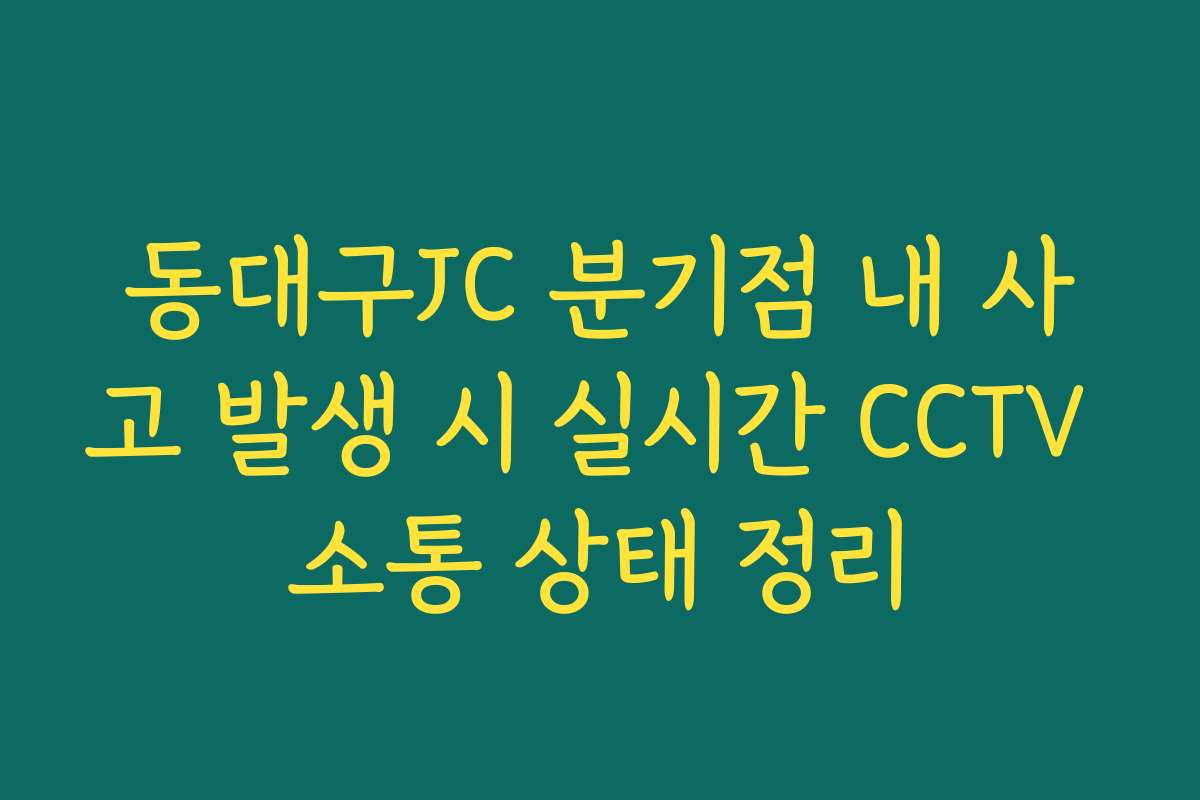 동대구JC 분기점 내 사고 발생 시 실시간 CCTV 소통 상태 정리 동대구JC 분기점 내 사고 발생 시 실시간 CCTV 소통 상태 정리