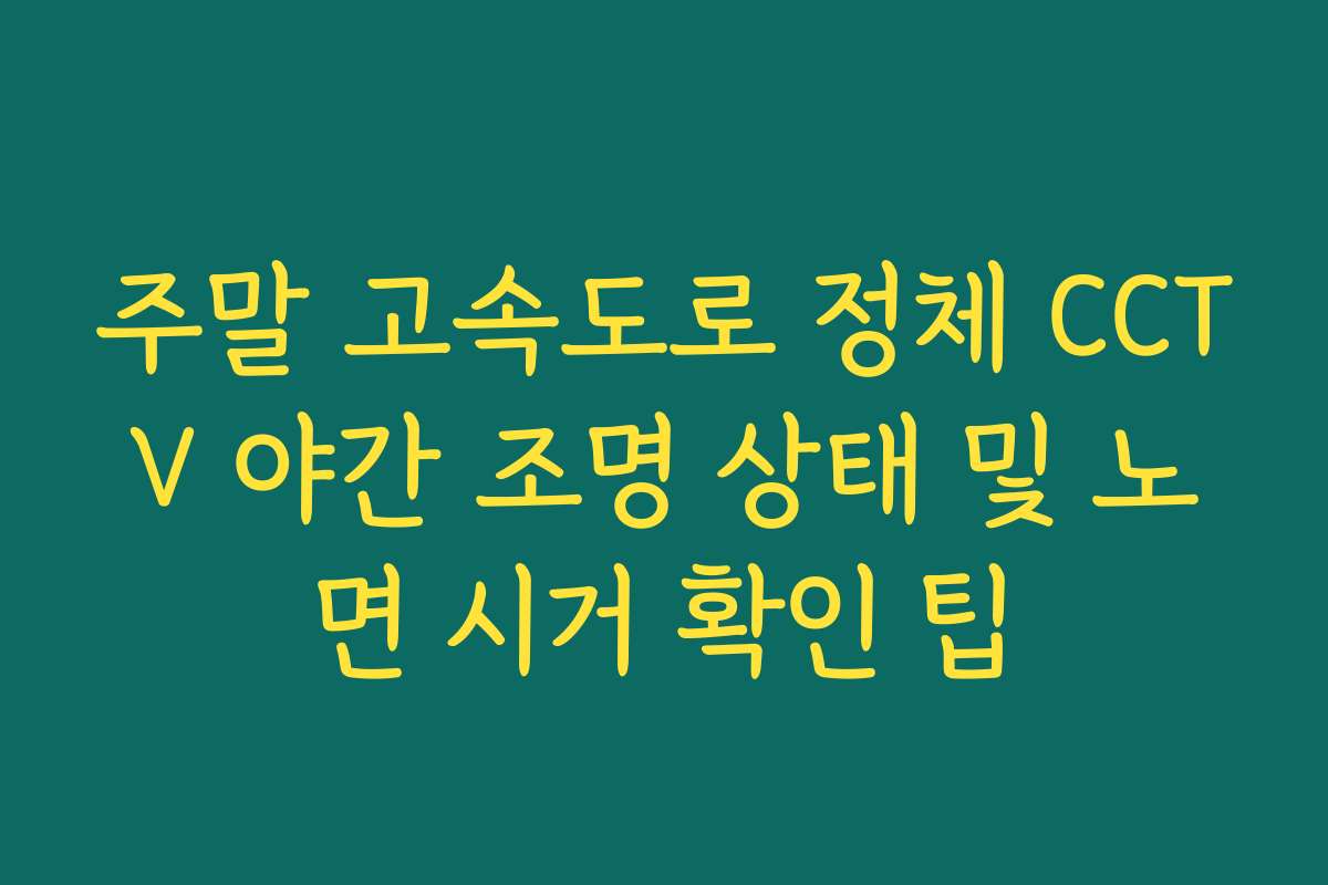 주말 고속도로 정체 CCTV 야간 조명 상태 및 노면 시거 확인 팁 주말 고속도로 정체 CCTV 야간 조명 상태 및 노면 시거 확인 팁
