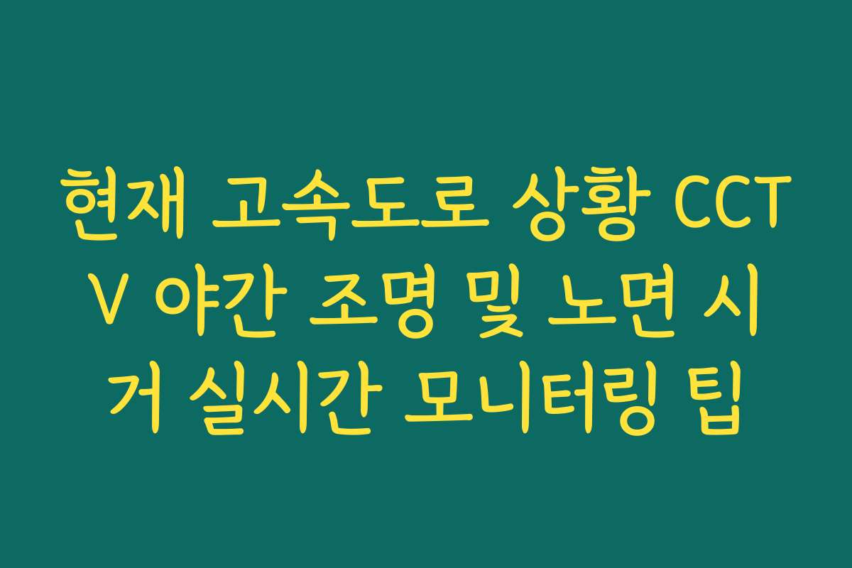 현재 고속도로 상황 CCTV 야간 조명 및 노면 시거 실시간 모니터링 팁 현재 고속도로 상황 CCTV 야간 조명 및 노면 시거 실시간 모니터링 팁