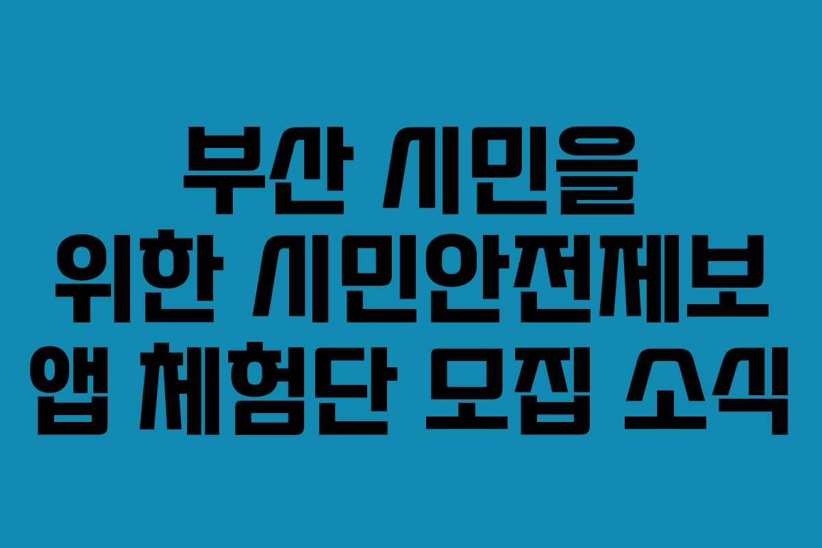 부산 시민을 위한 시민안전제보 앱 체험단 모집 소식 부산 시민을 위한 시민안전제보 앱 체험단 모집 소식