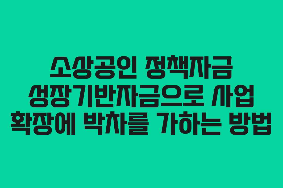 소상공인 정책자금 성장기반자금으로 사업 확장에 박차를 가하는 방법 소상공인 정책자금 성장기반자금으로 사업 확장에 박차를 가하는 방법