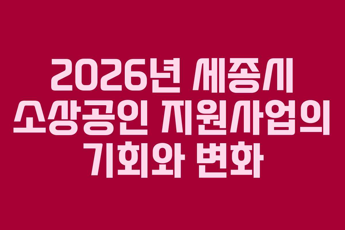 2026년 세종시 소상공인 지원사업의 기회와 변화
