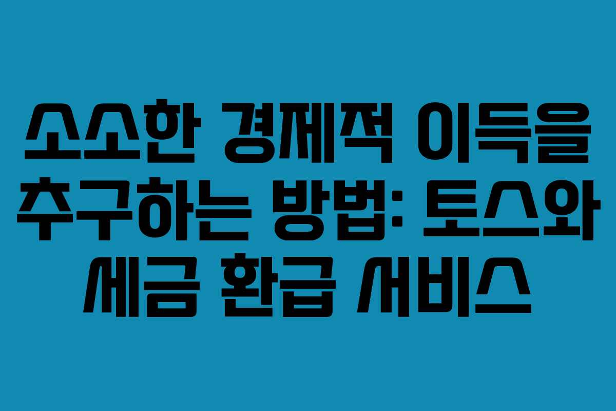 소소한 경제적 이득을 추구하는 방법: 토스와 세금 환급 서비스 소소한 경제적 이득을 추구하는 방법: 토스와 세금 환급 서비스