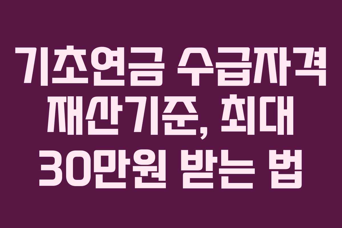 기초연금 수급자격 재산기준, 최대 30만원 받는 법