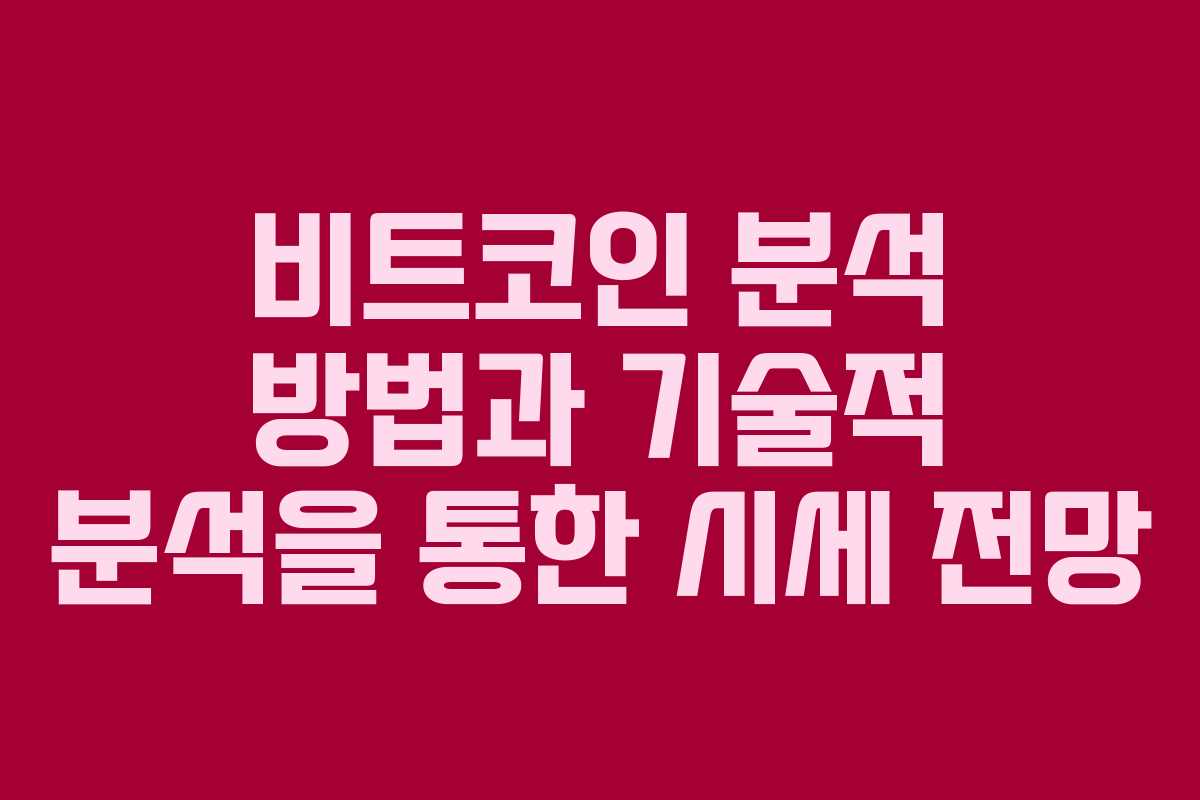 비트코인 분석 방법과 기술적 분석을 통한 시세 전망 비트코인 분석 방법과 기술적 분석을 통한 시세 전망