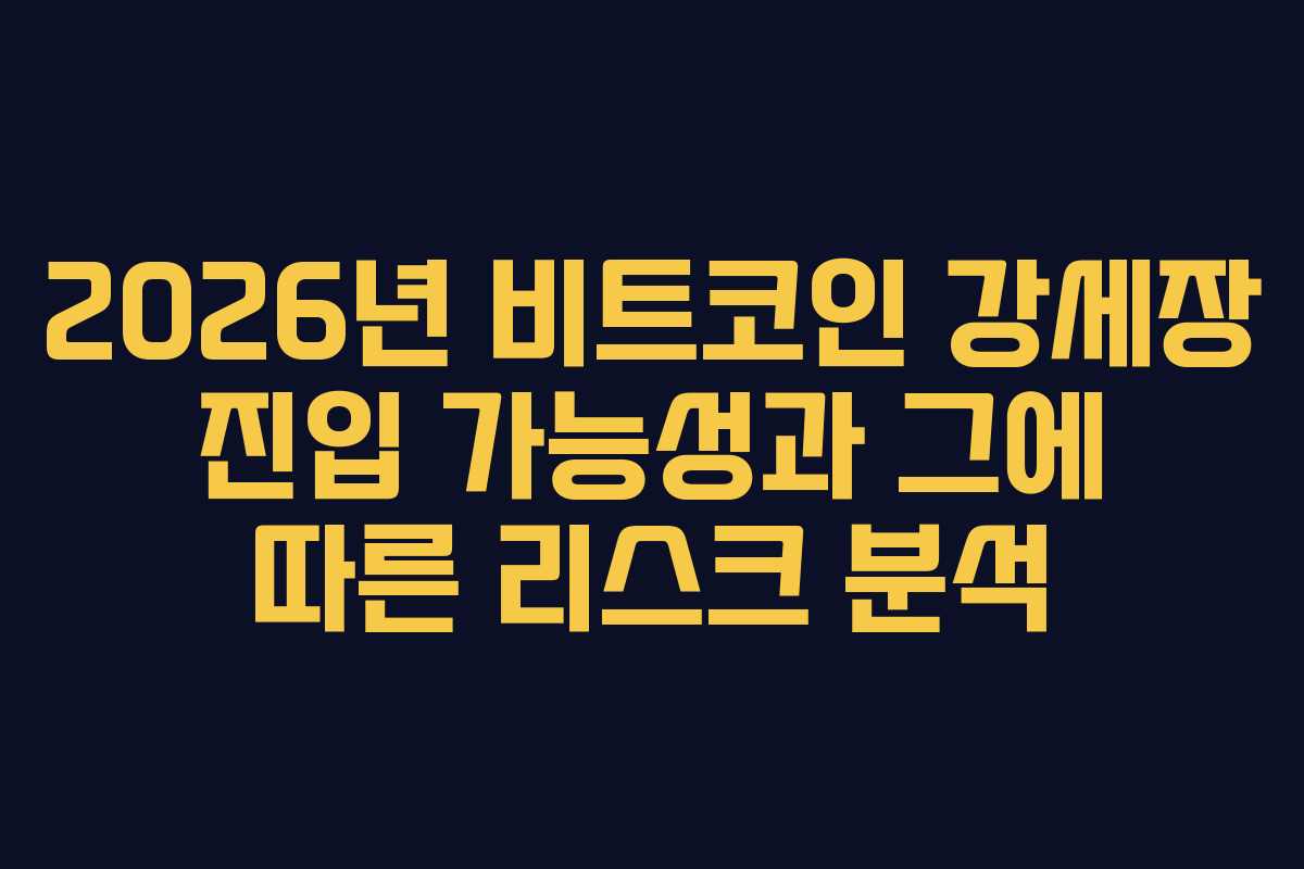 2026년 비트코인 강세장 진입 가능성과 그에 따른 리스크 분석 2026년 비트코인 강세장 진입 가능성과 그에 따른 리스크 분석