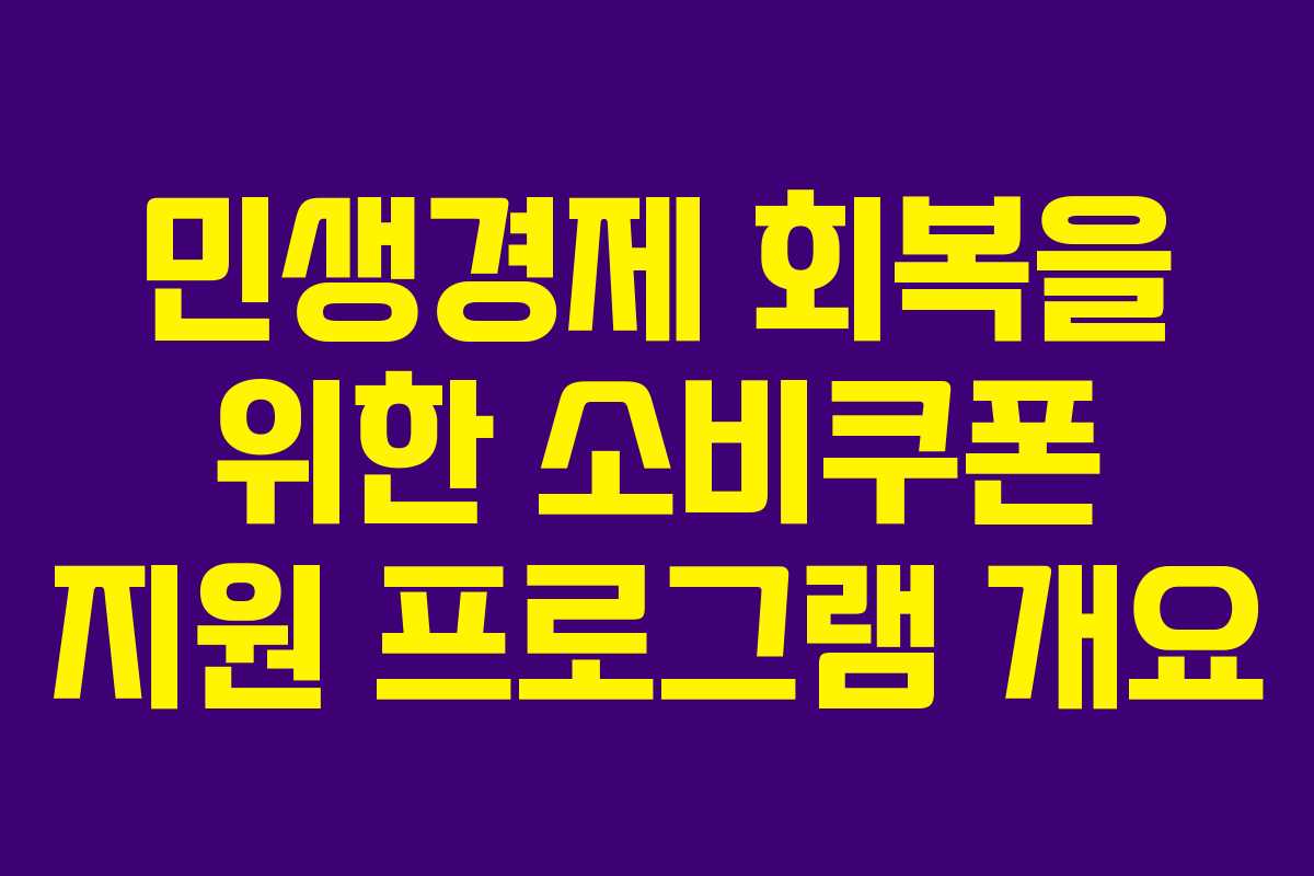 민생경제 회복을 위한 소비쿠폰 지원 프로그램 개요