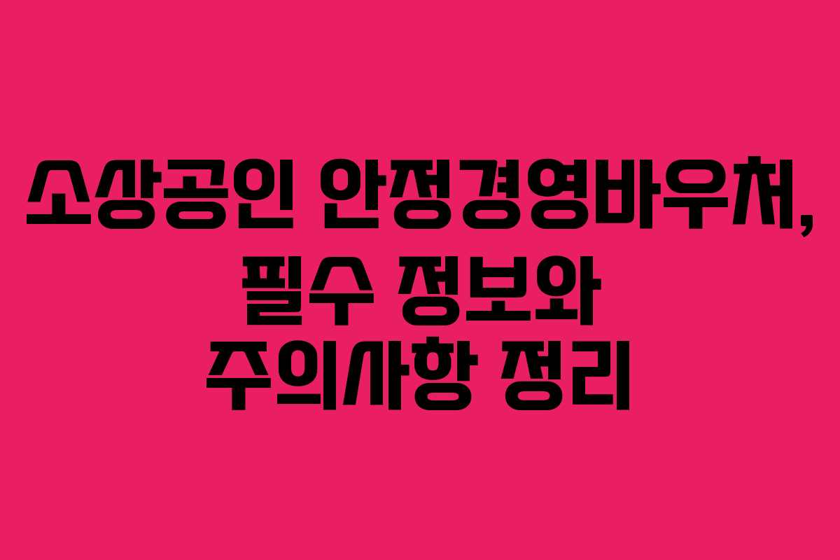 소상공인 안정경영바우처, 필수 정보와 주의사항 정리