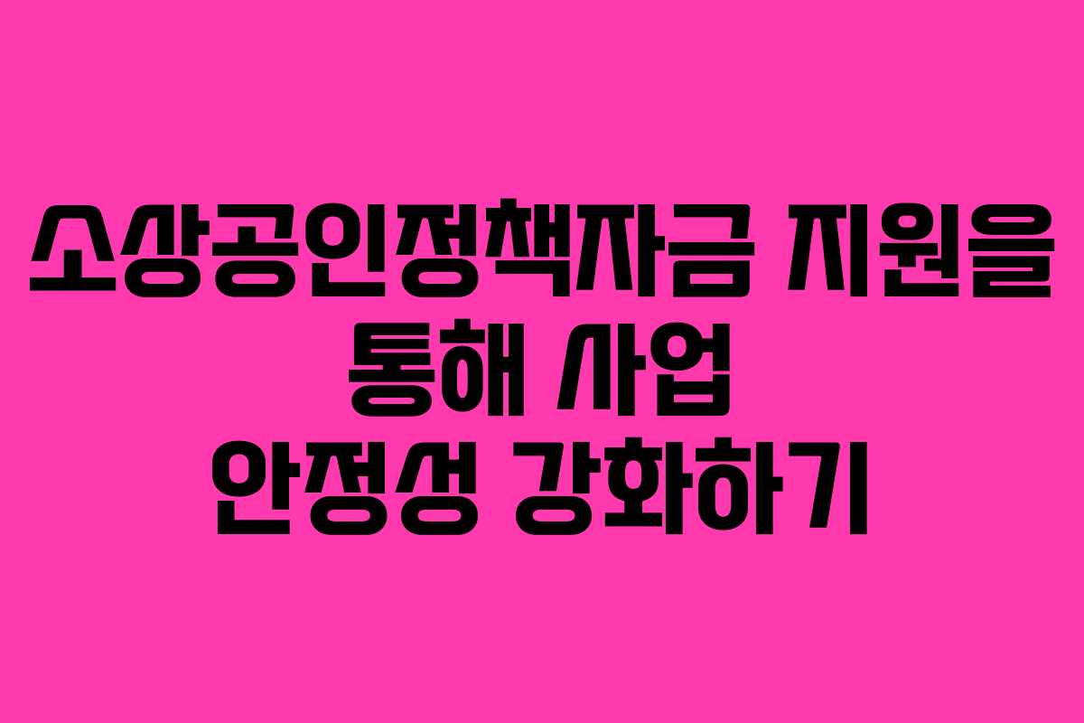 소상공인정책자금 지원을 통해 사업 안정성 강화하기