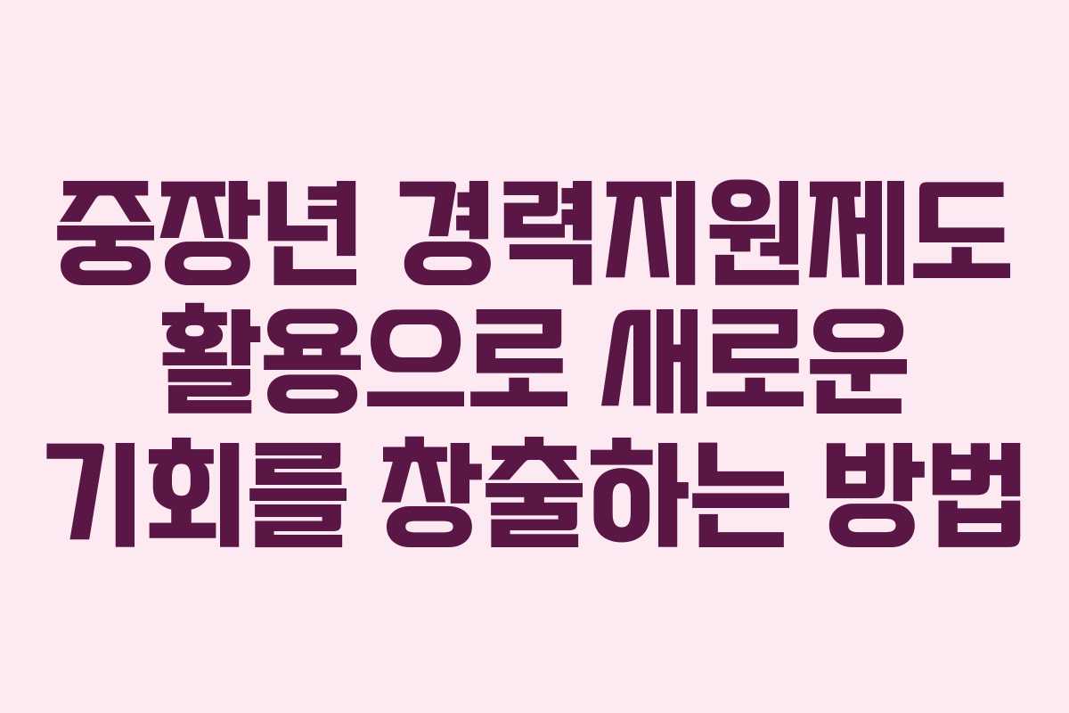 중장년 경력지원제도 활용으로 새로운 기회를 창출하는 방법