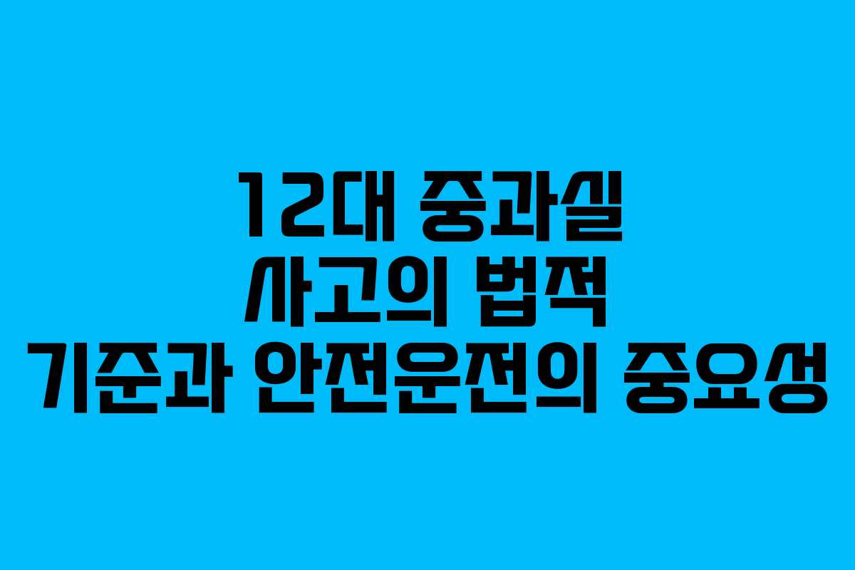 12대 중과실 사고의 법적 기준과 안전운전의 중요성