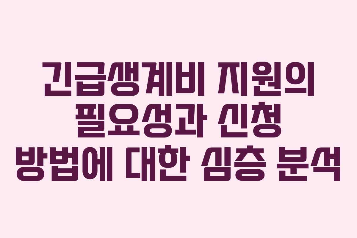 긴급생계비 지원의 필요성과 신청 방법에 대한 심층 분석