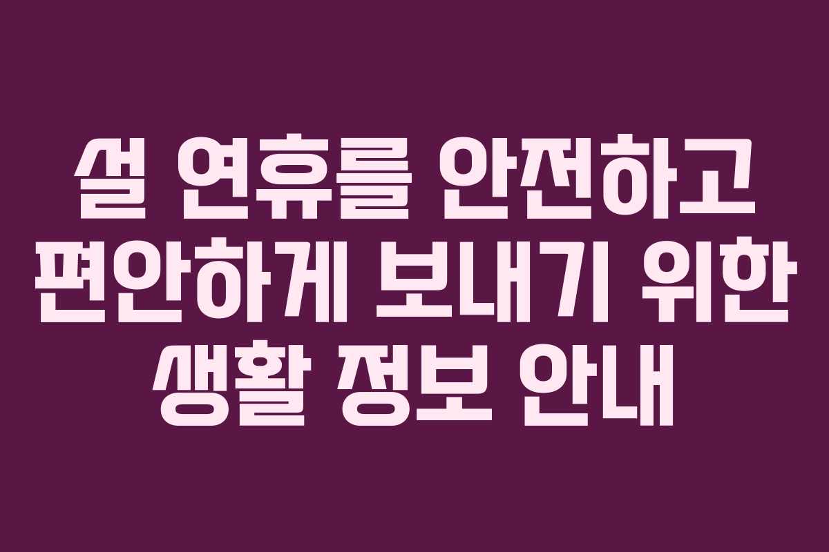 설 연휴를 안전하고 편안하게 보내기 위한 생활 정보 안내 설 연휴를 안전하고 편안하게 보내기 위한 생활 정보 안내