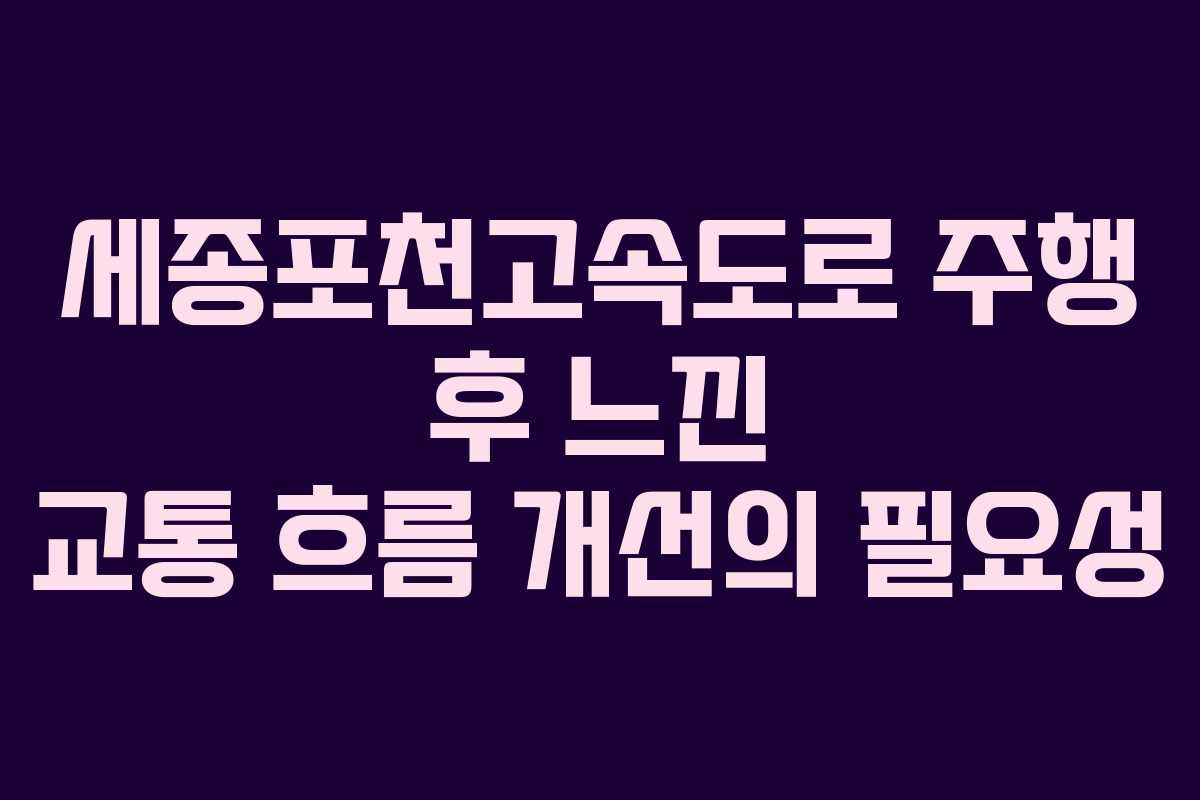 세종포천고속도로 주행 후 느낀 교통 흐름 개선의 필요성 세종포천고속도로 주행 후 느낀 교통 흐름 개선의 필요성
