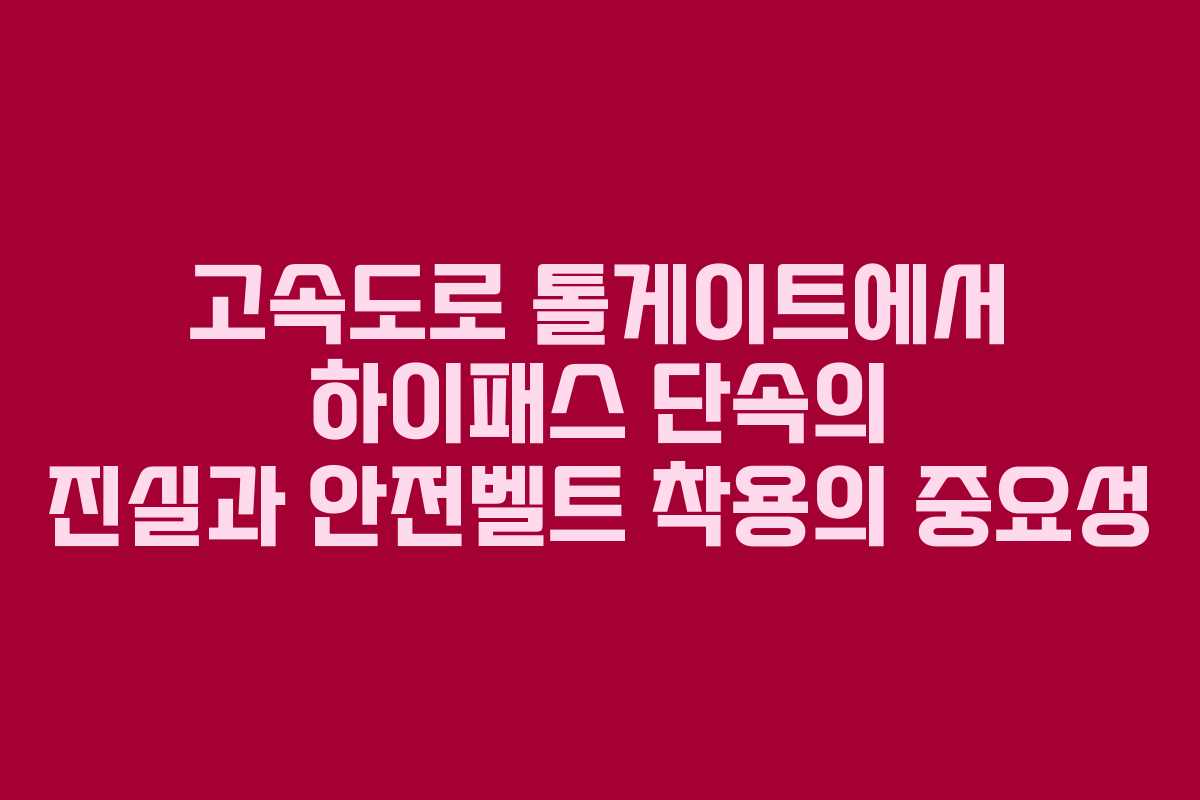 고속도로 톨게이트에서 하이패스 단속의 진실과 안전벨트 착용의 중요성