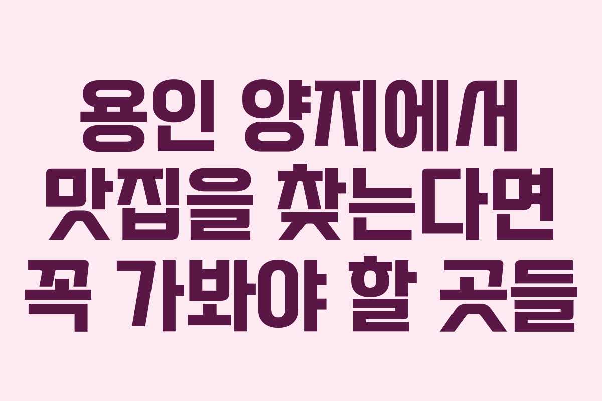 용인 양지에서 맛집을 찾는다면 꼭 가봐야 할 곳들