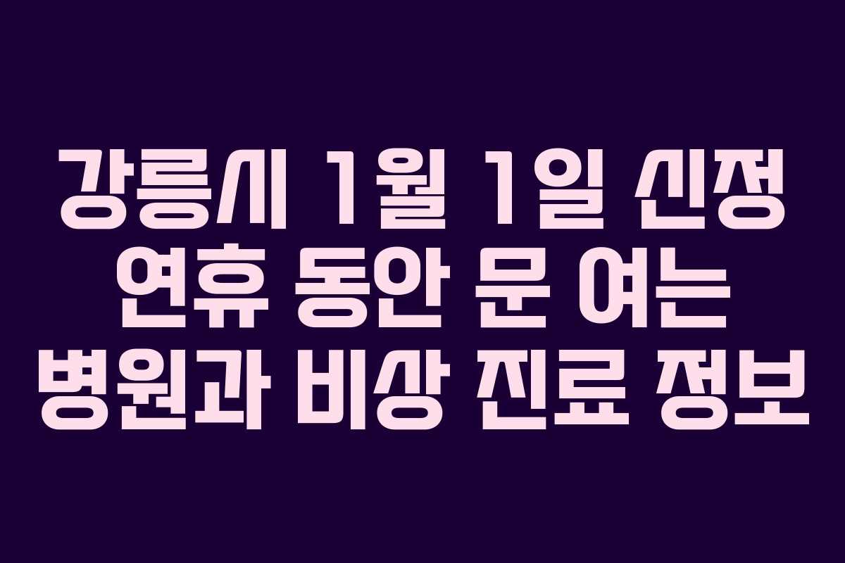 강릉시 1월 1일 신정 연휴 동안 문 여는 병원과 비상 진료 정보