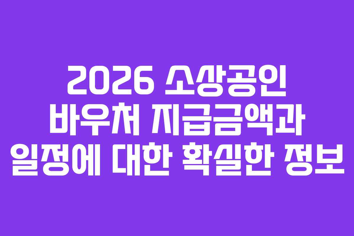 2026 소상공인 바우처 지급금액과 일정에 대한 확실한 정보 2026 소상공인 바우처 지급금액과 일정에 대한 확실한 정보