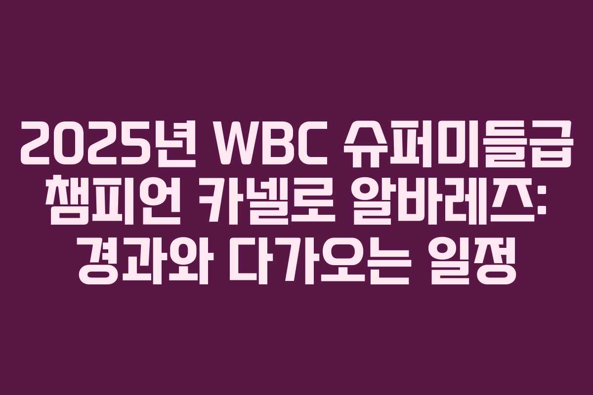 2025년 WBC 슈퍼미들급 챔피언 카넬로 알바레즈: 경과와 다가오는 일정