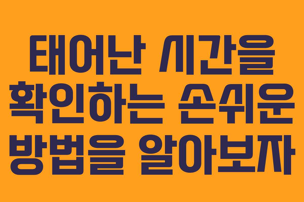 태어난 시간을 확인하는 손쉬운 방법을 알아보자 태어난 시간을 확인하는 손쉬운 방법을 알아보자